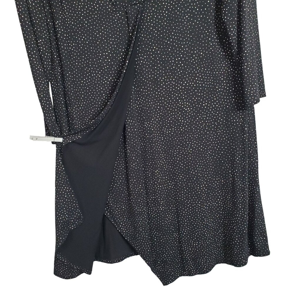 J Jill Wearever Size 1X Dress Micro Polka Dot Long Sleeve Light Knit Mock Wrap - Picture 9 of 10
